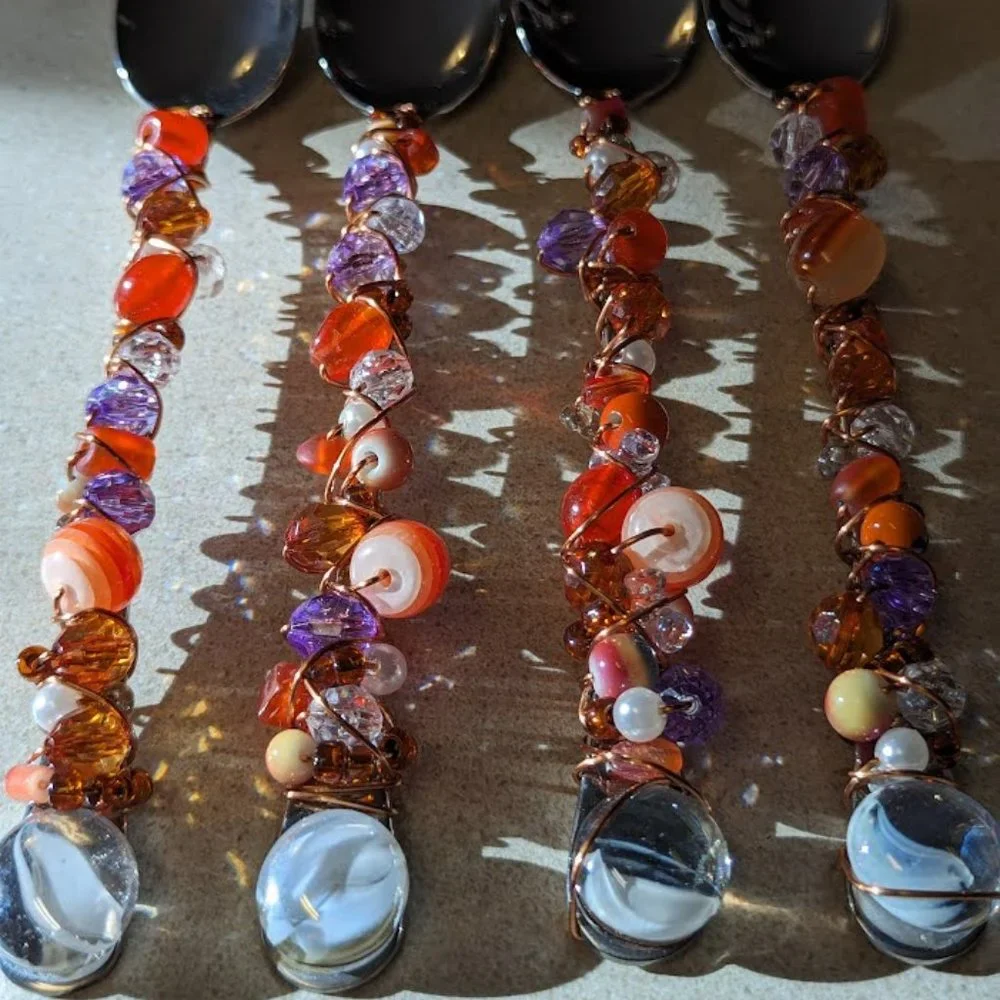 Beaded Decorative Tea Spoons Set of 4